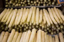Asparagus on the market, white asparagus fresh on the market