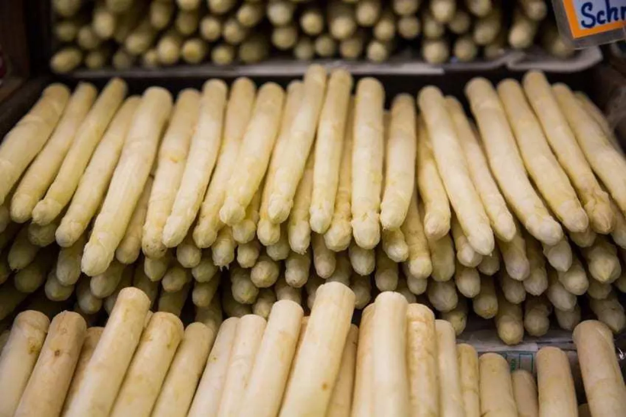 Asparagus on the market, white asparagus fresh on the market
