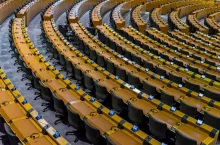 European parliament empty plenary room in Brussels, Belgium