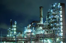 Petrochemical plant at night