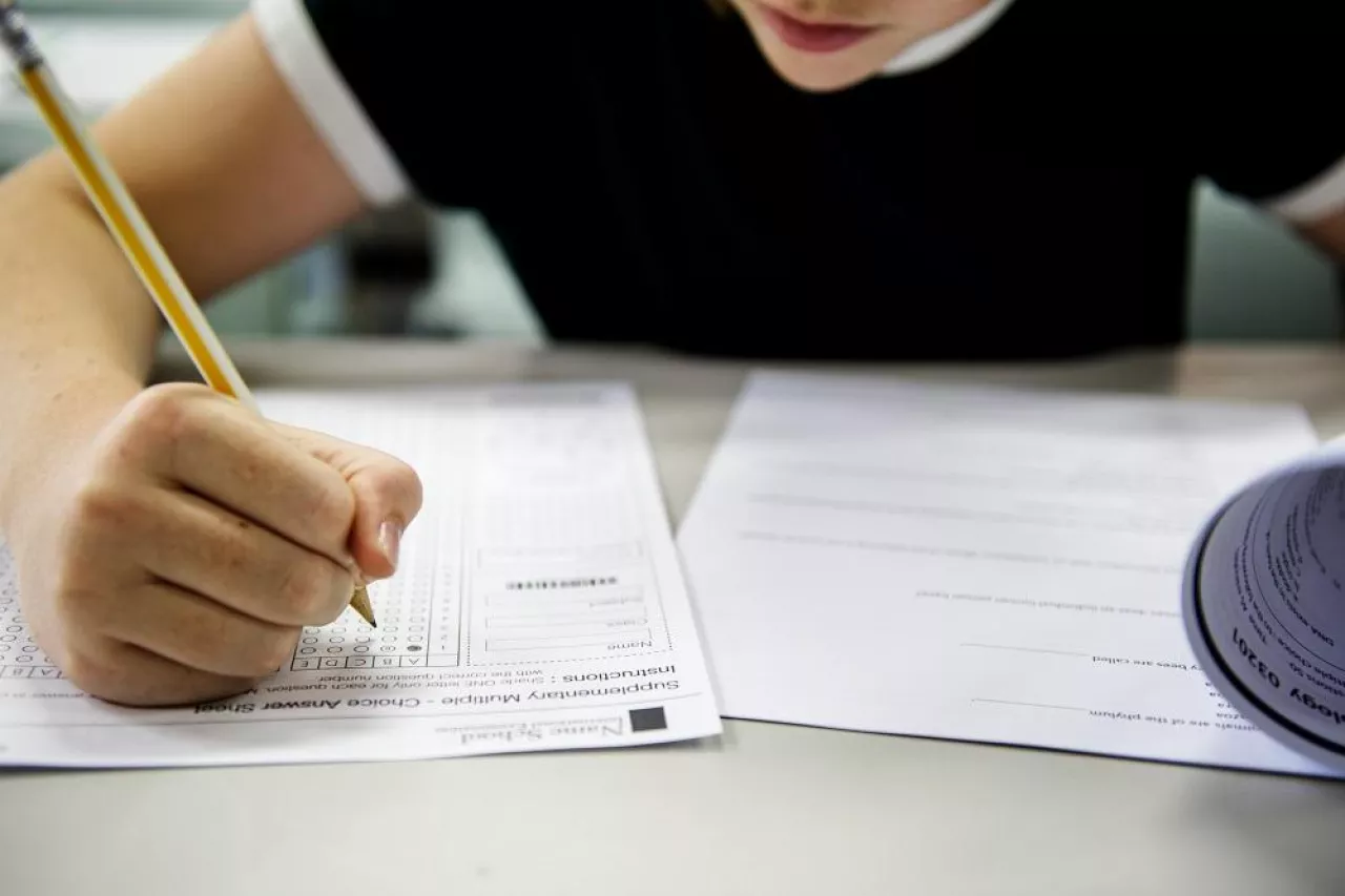 Student doing the test exam