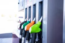 Detail of fuel pumps in european gas station
