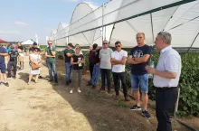 Gospodarze spotkania – Marlena i Przemysław Greliakowie w towarzystwie Moniki Buławy z firmy Seminis.