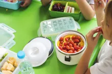 Group of Kindergarten Students Eating Food Lunch Break Together