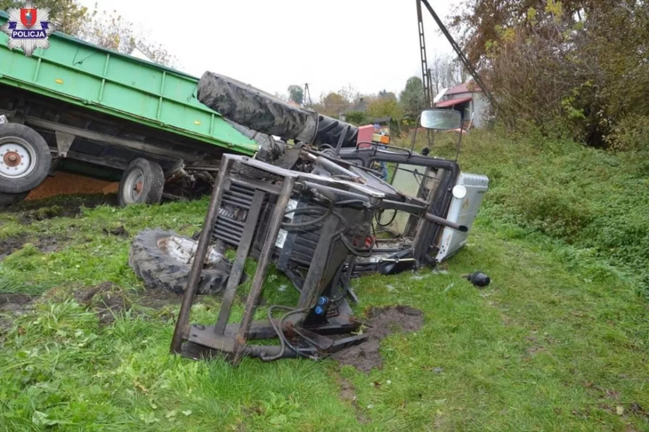 Wypadek z udziałem ciągnika rolniczego