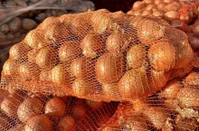 Cebula w workach na palecie